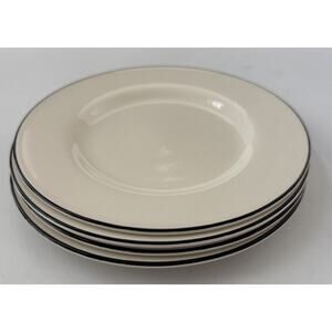 Set of 4 Crate & Barrel Classique Black Line Salad Plates Modern GREAT BRITAIN